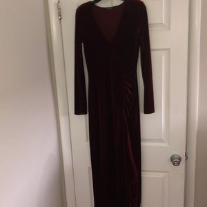 Red Velvet Long BodyCon Dress